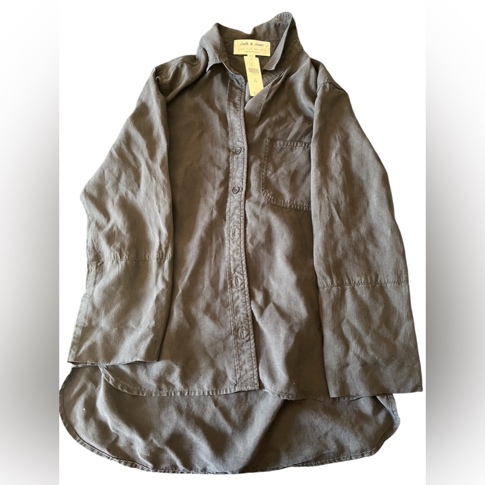 Anthropologie Charcoal Button-Up Blouse XS
